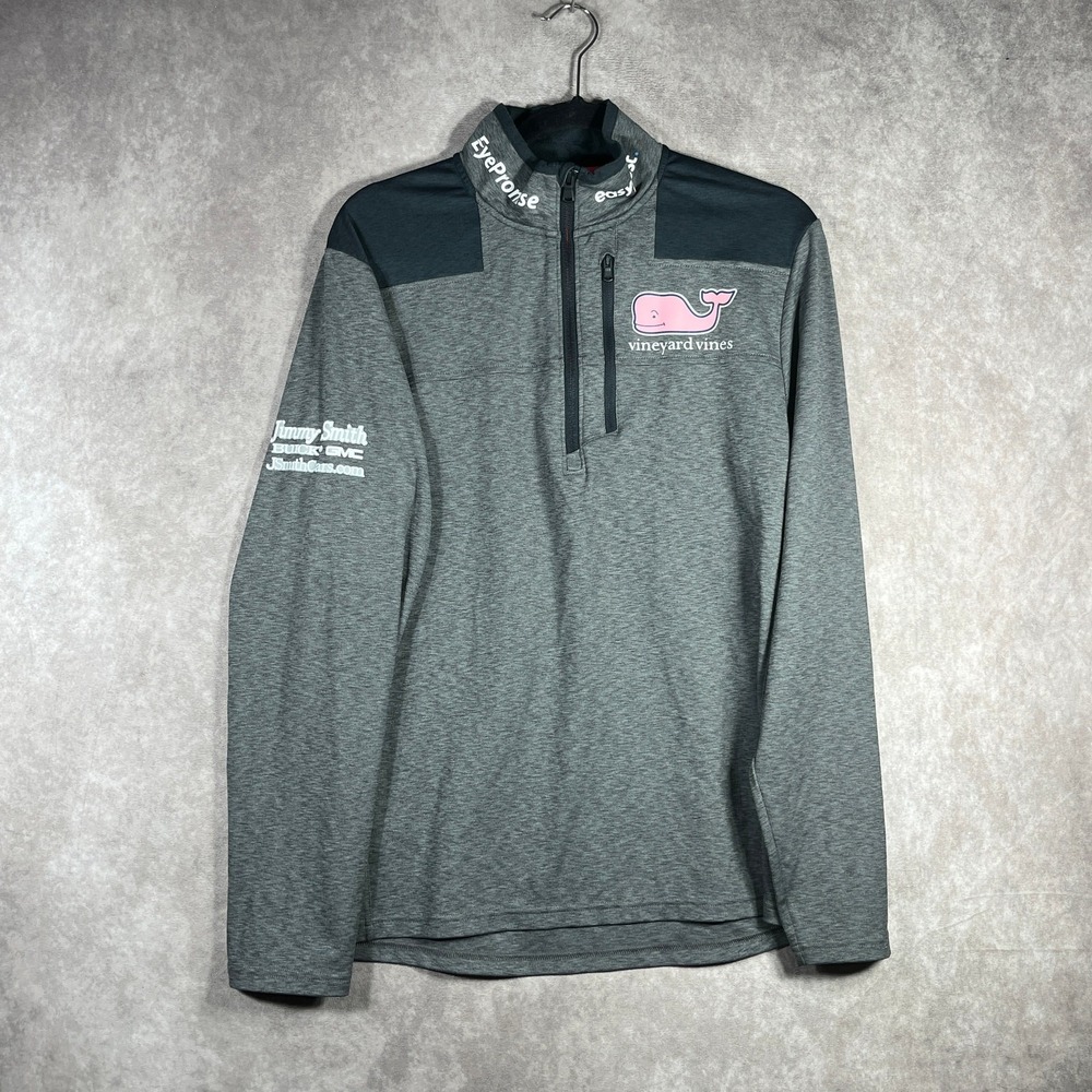 Vineyard Vines On The Go Shep Pullover Mens Medium Gray Quarter Zip Preppy Logo
